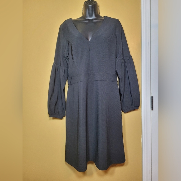 NWT Boston Proper Long Sleeve Black Knee Length Dress sz M 26484 - Picture 1 of 11